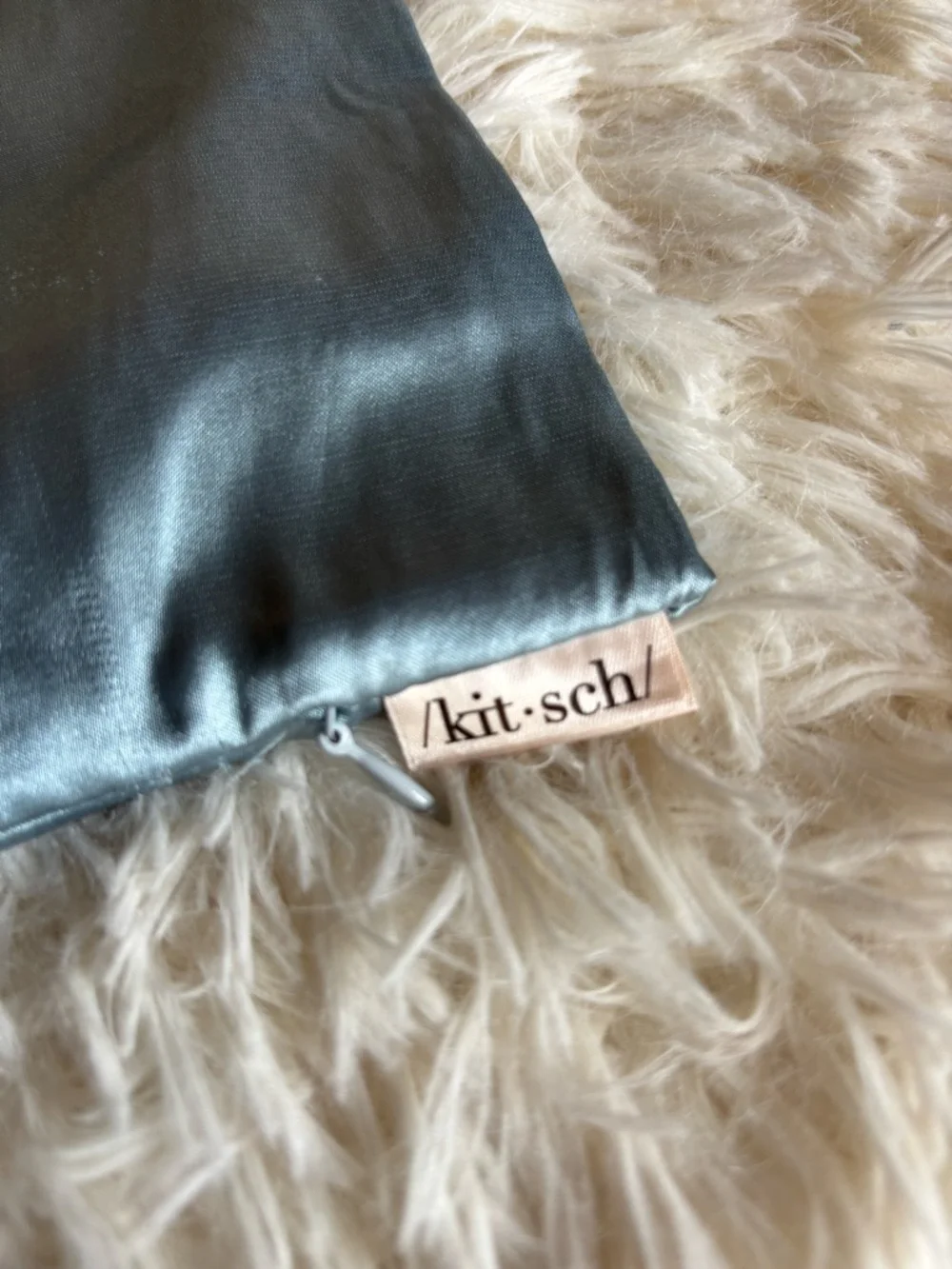 Kitsch blue satin standard size pillowcase New without Tag